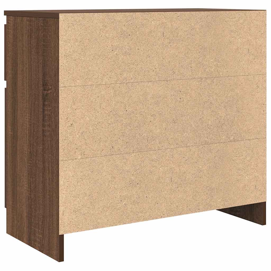 Skjenk med skuff brun eik 71x35x65 cm konstruert tre