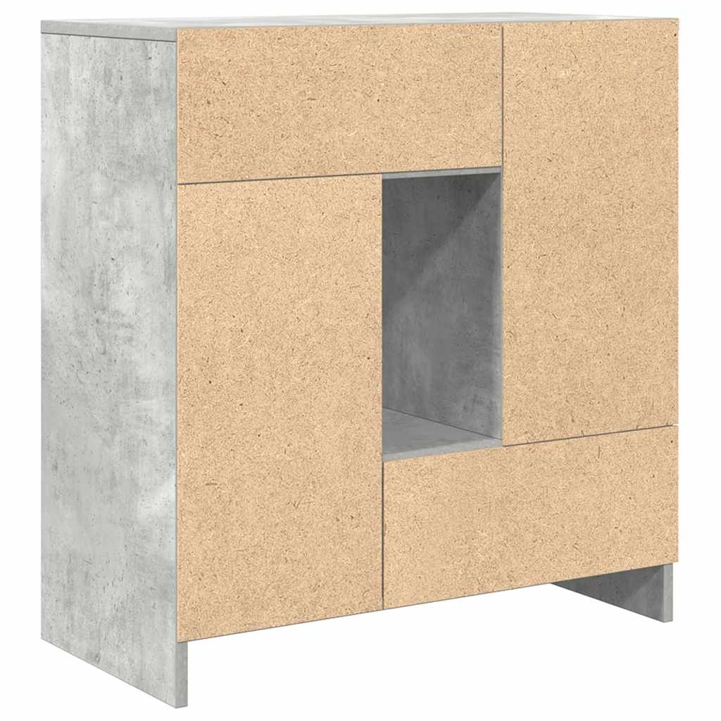 Skjenk med skuffer og dører betonggrå 70,5x34x74,5 cm