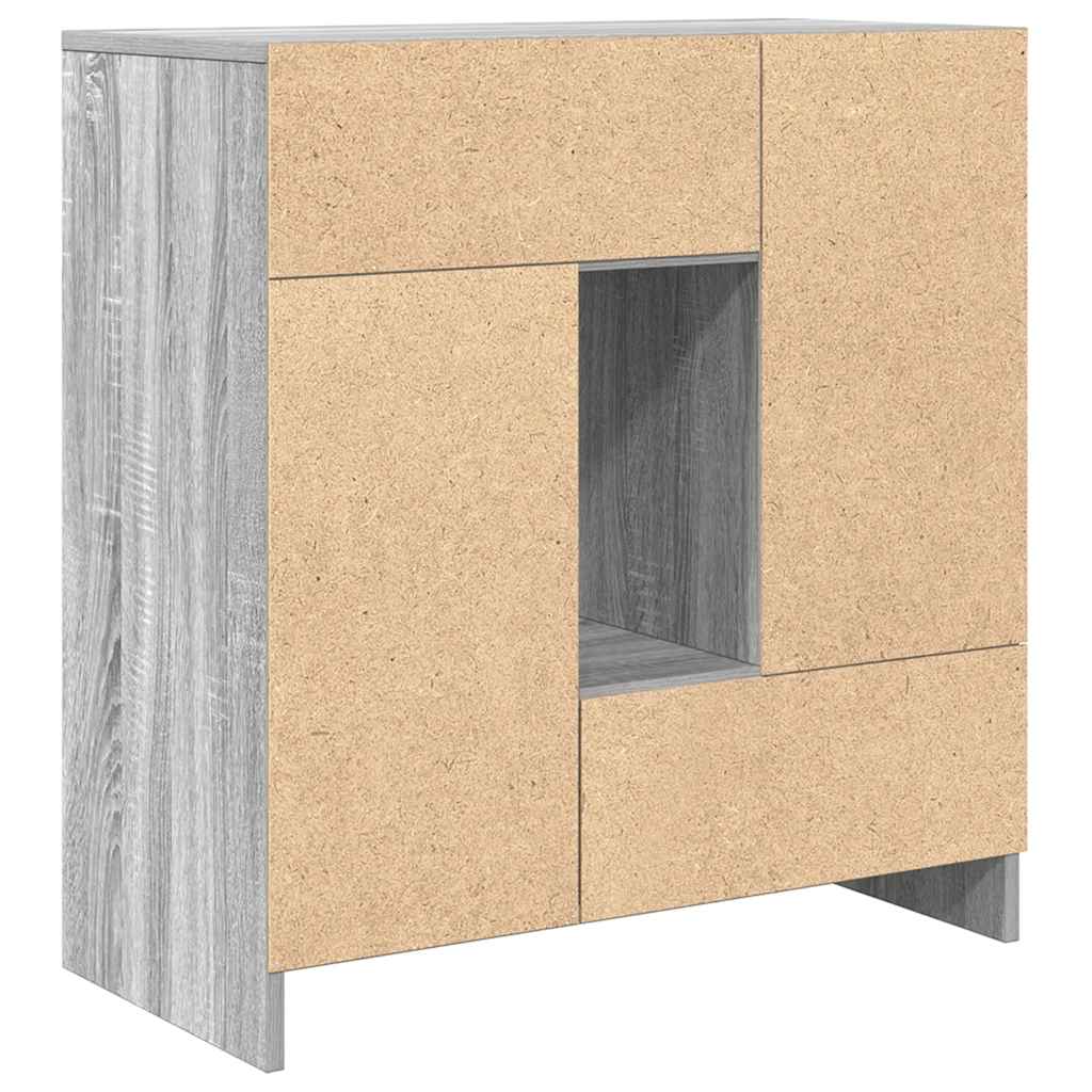 Skjenk med skuffer og dører grå sonoma 70,5x34x74,5 cm