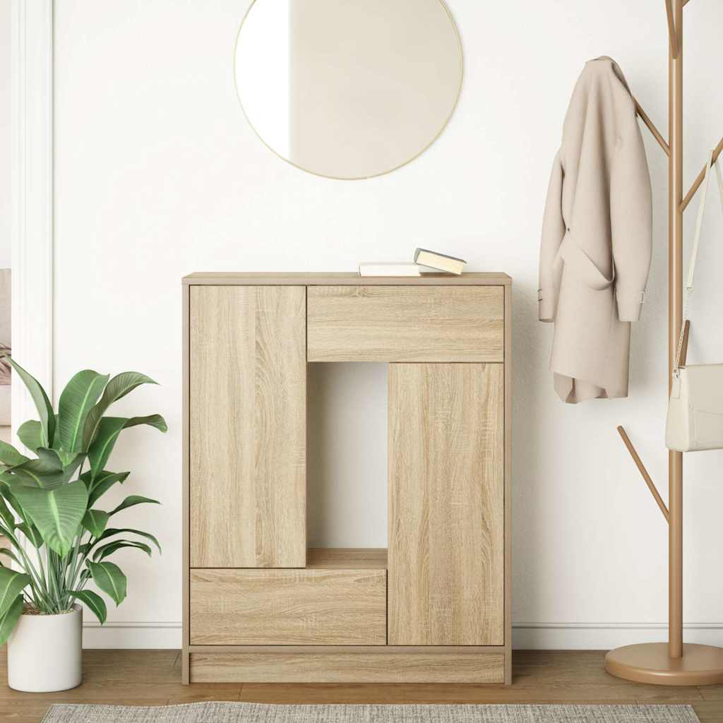 Skjenk med skuffer og dører svart eik 73x31x90 cm