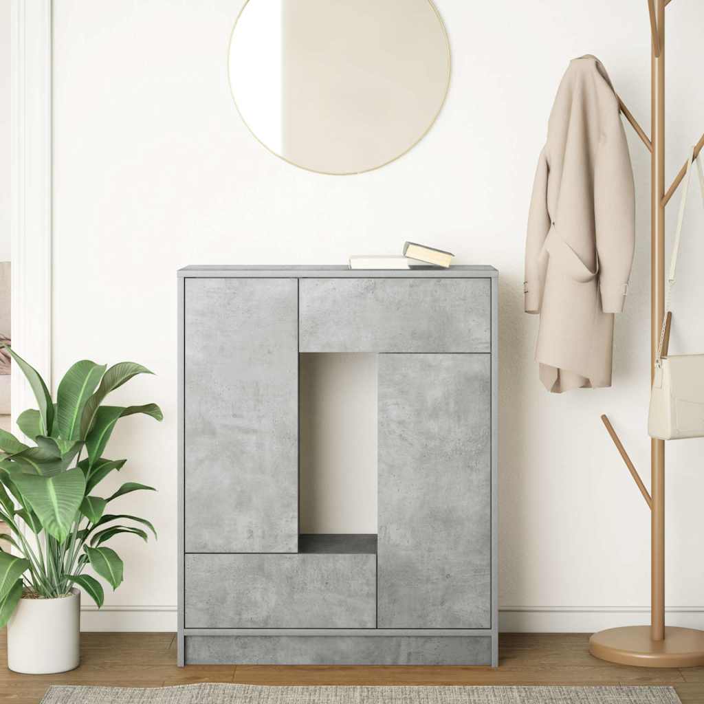 Skjenk med skuffer og dører betonggrå 73x31x90 cm