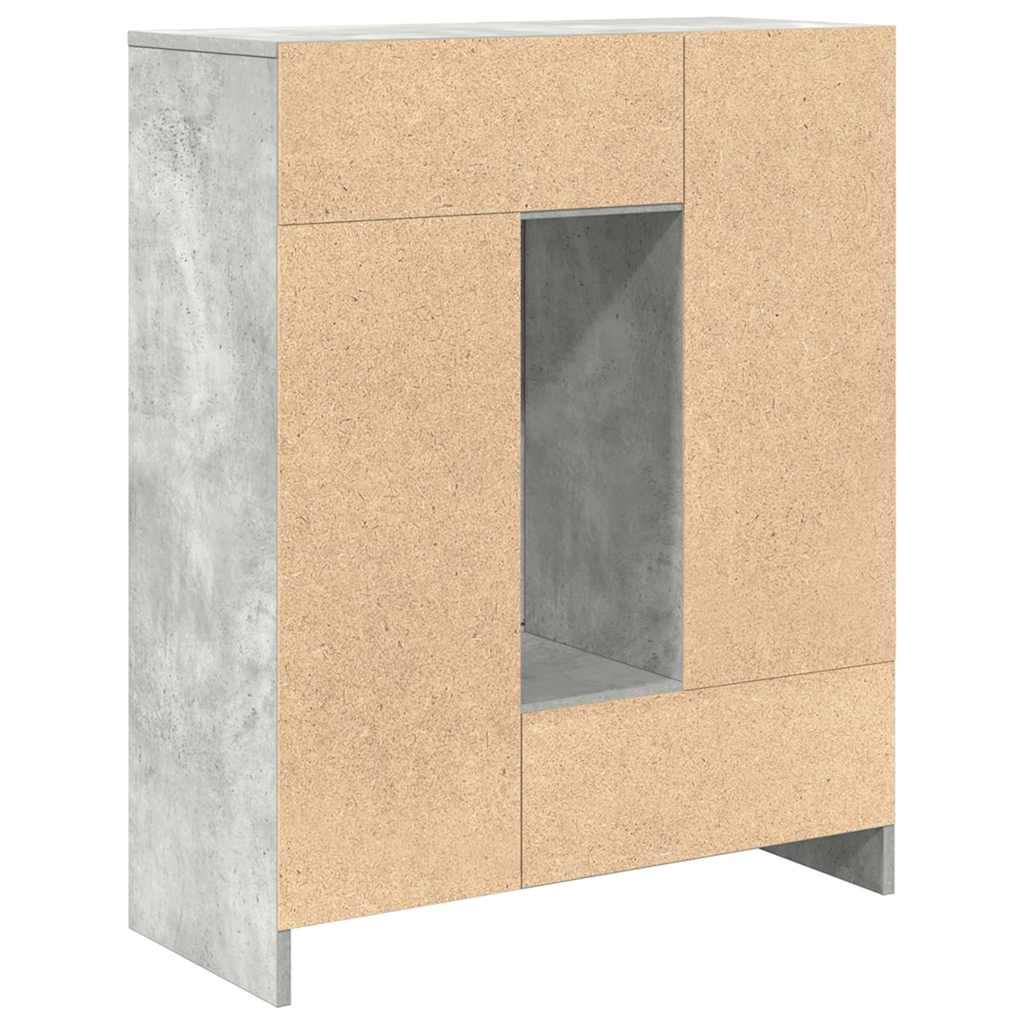 Skjenk med skuffer og dører betonggrå 73x31x90 cm