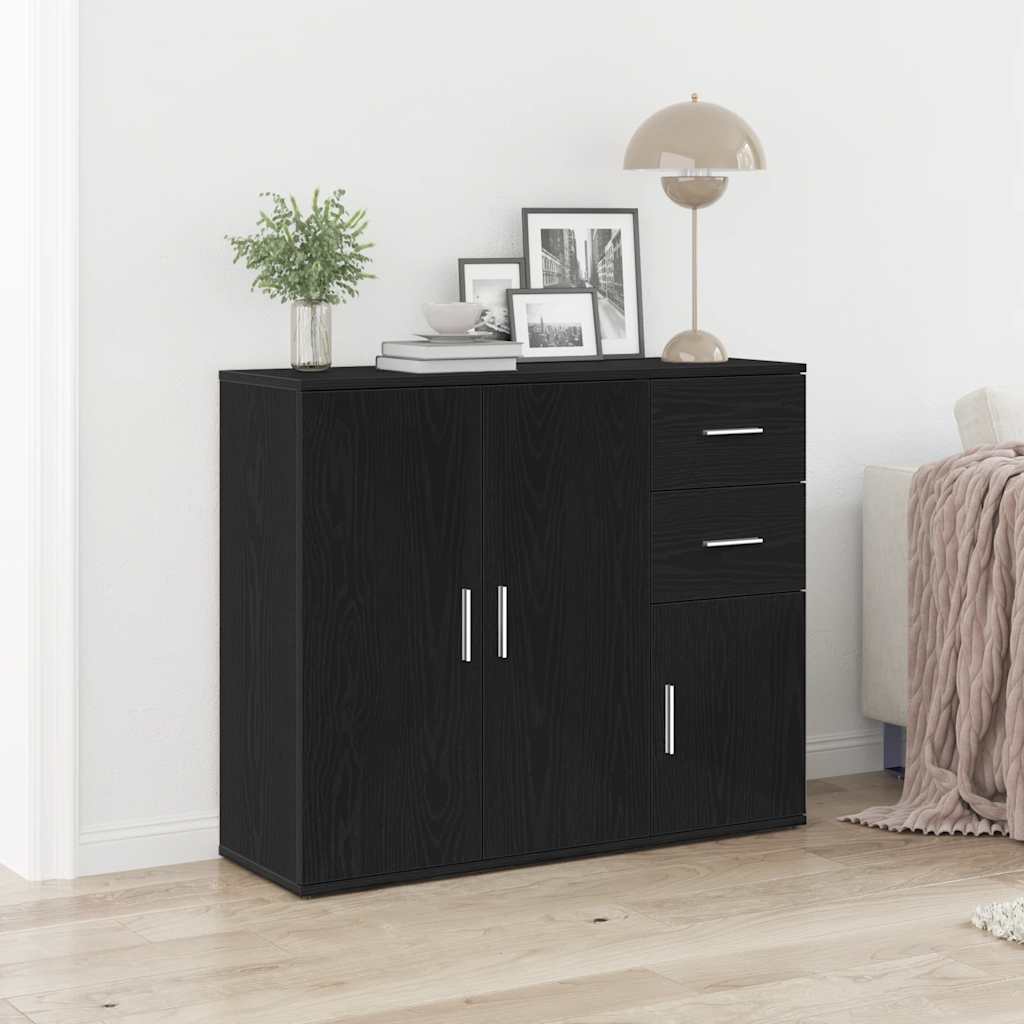 Skjenk svart eik 91x29,5x75 cm konstruert tre