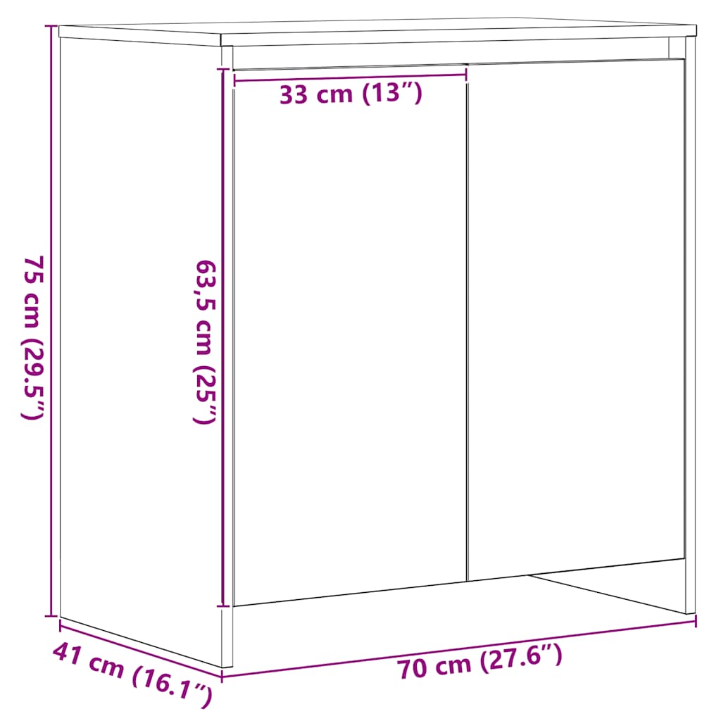 Skjenk svart eik 70x41x75 cm konstruert tre