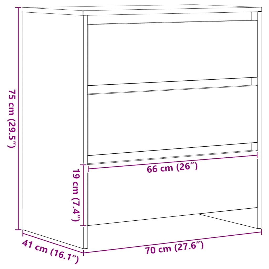 Skjenk svart eik 70x41x75 cm konstruert tre