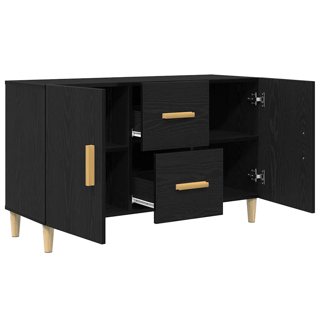 Skjenk svart eik 100x36x60 cm konstruert tre