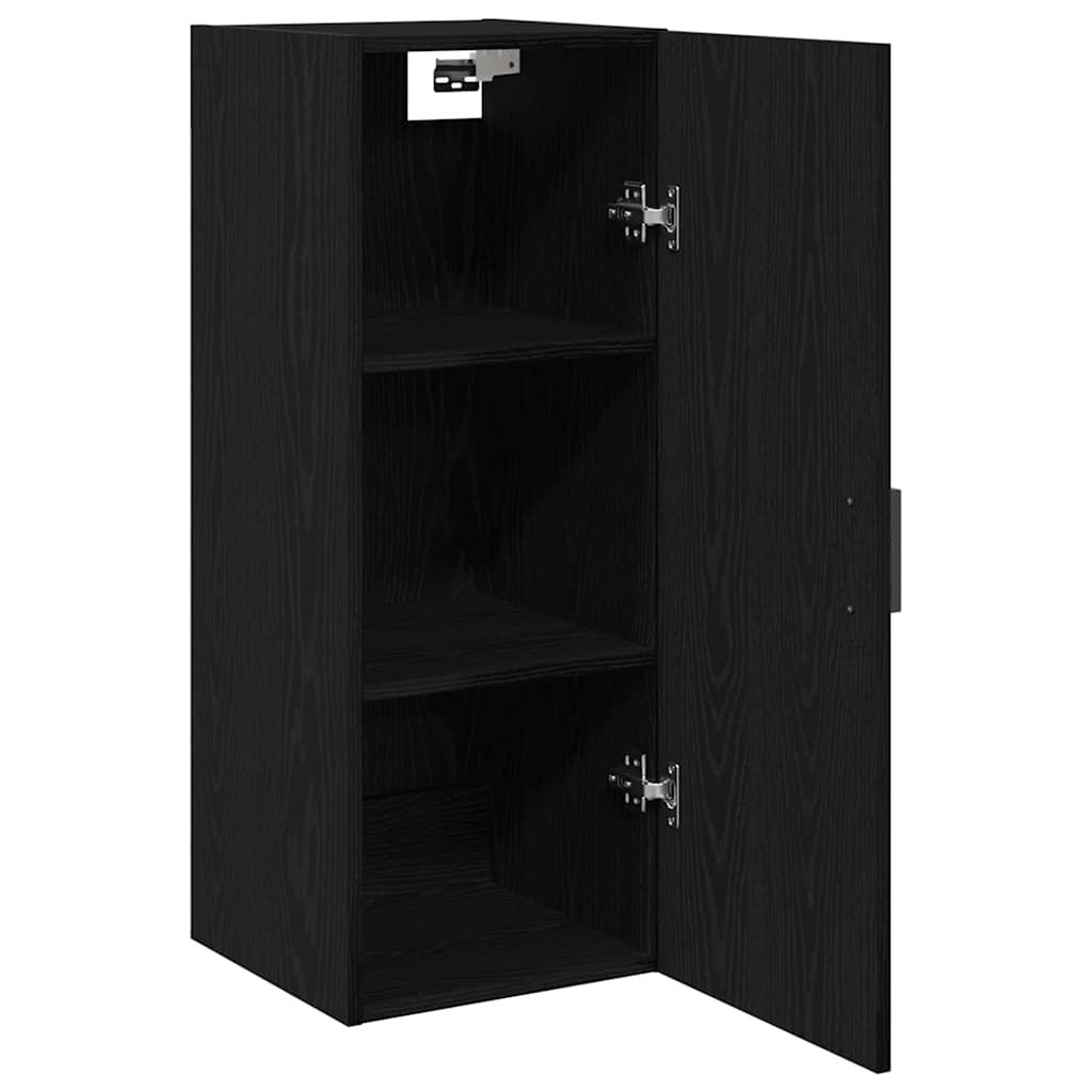 Veggmontert skap svart eik 34,5x34x90 cm konstruert tre