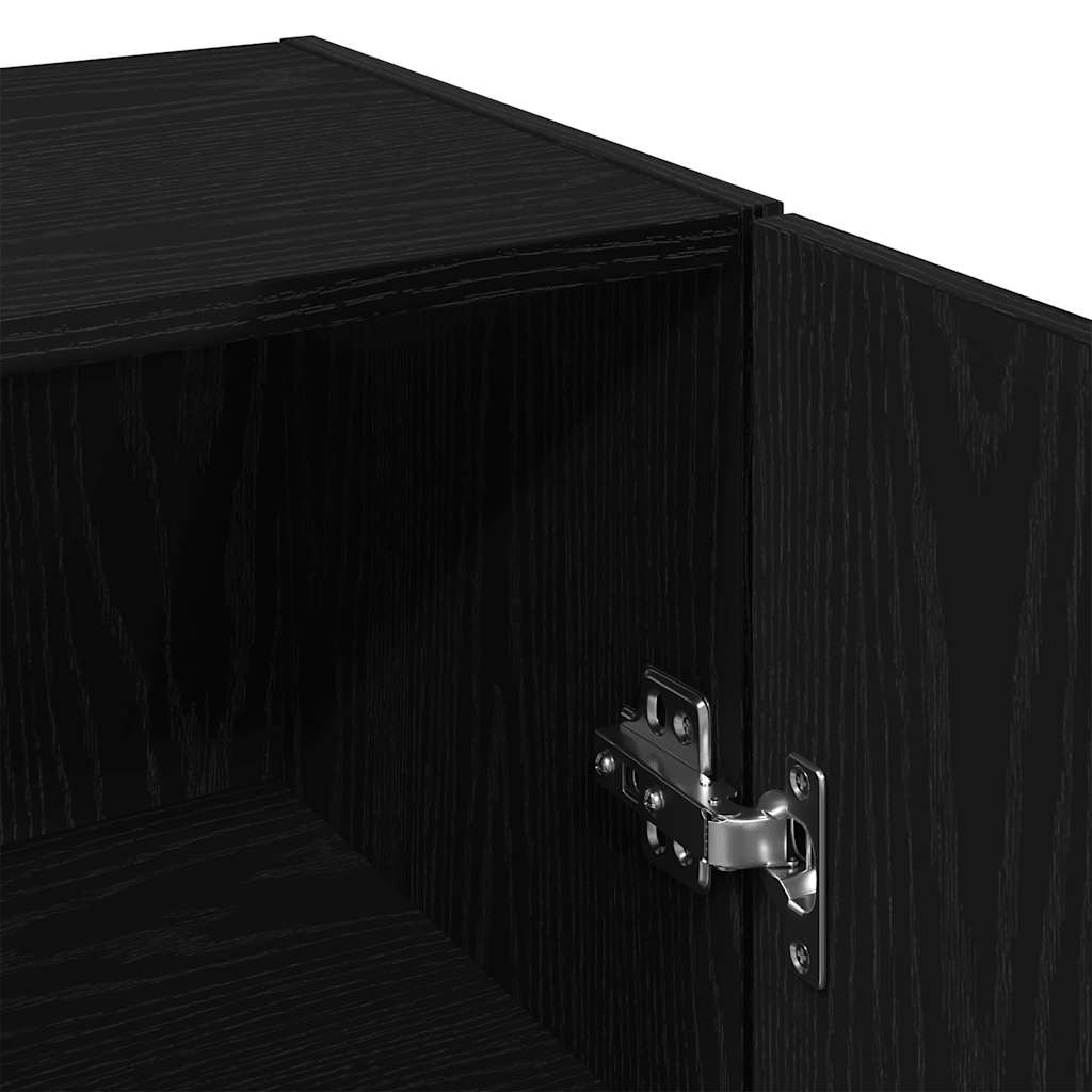 Veggmontert skap svart eik 34,5x34x90 cm konstruert tre