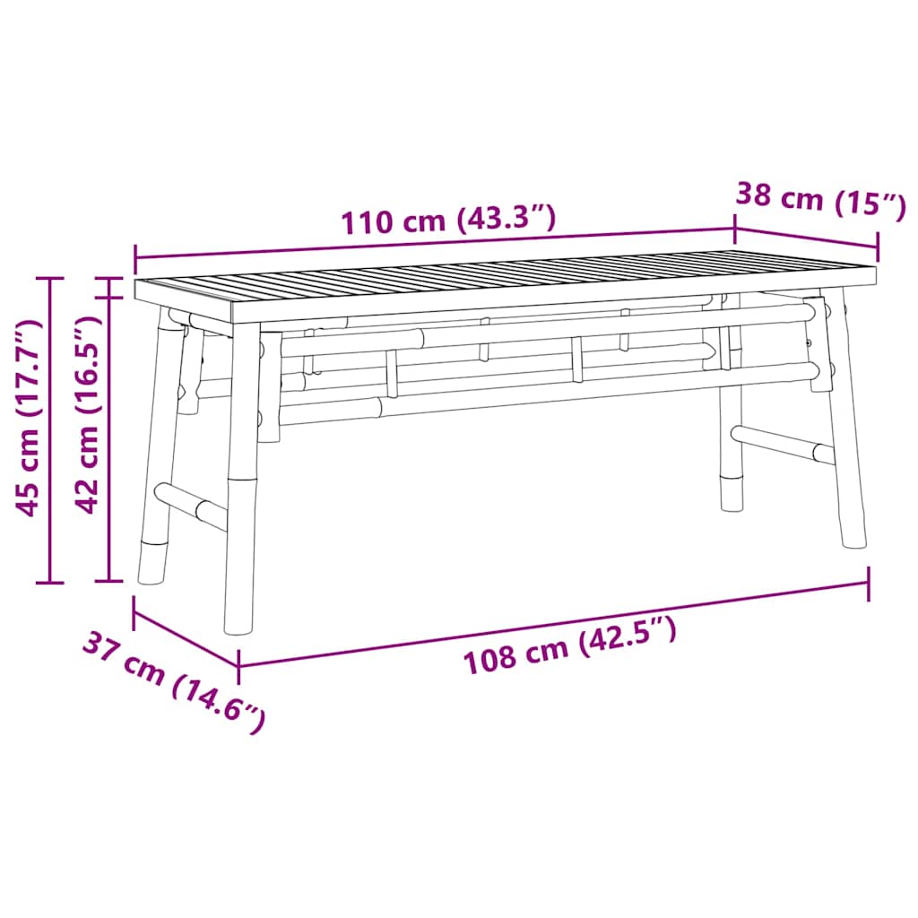 Hagebenk 110x38x45 cm bambus