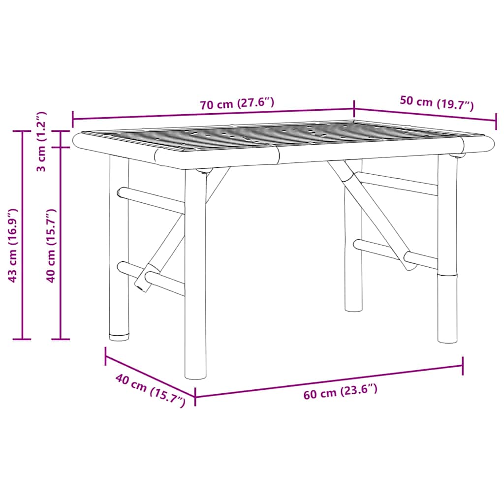 Kaffebord Brun 70 x 40 x 36 cm Bambus