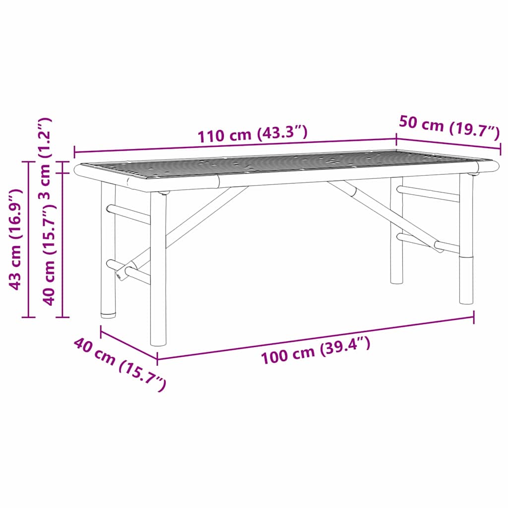 Kaffebord Brun 110 x 50 x 43 cm Bambus