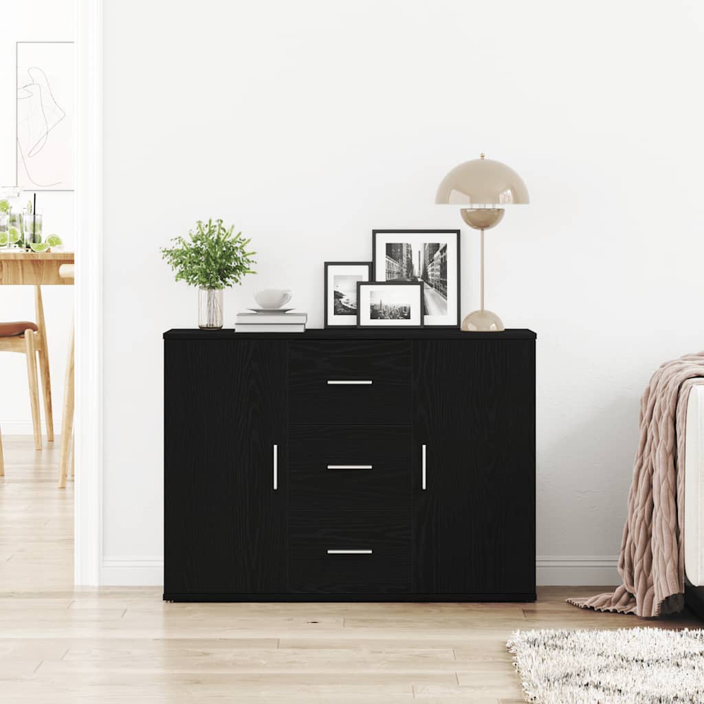 Skjenk svart eik 91x29,5x65 cm konstruert tre