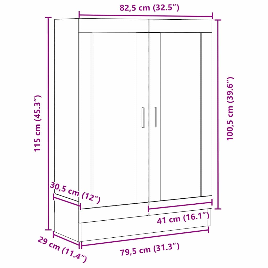 Bokhylle i Svart Eik 82,5x30,5x115 cm i Konstruert Tre