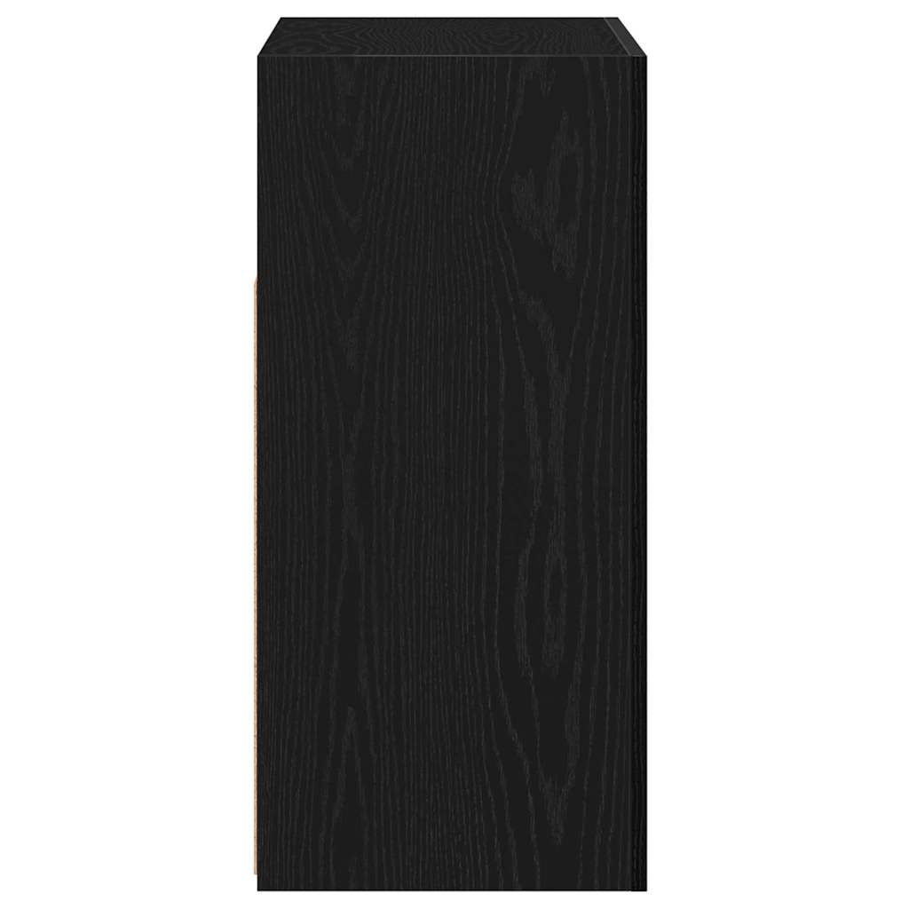 Sideboard med LED-lamper, svart eik, 80x35x75 cm, konstruert tre