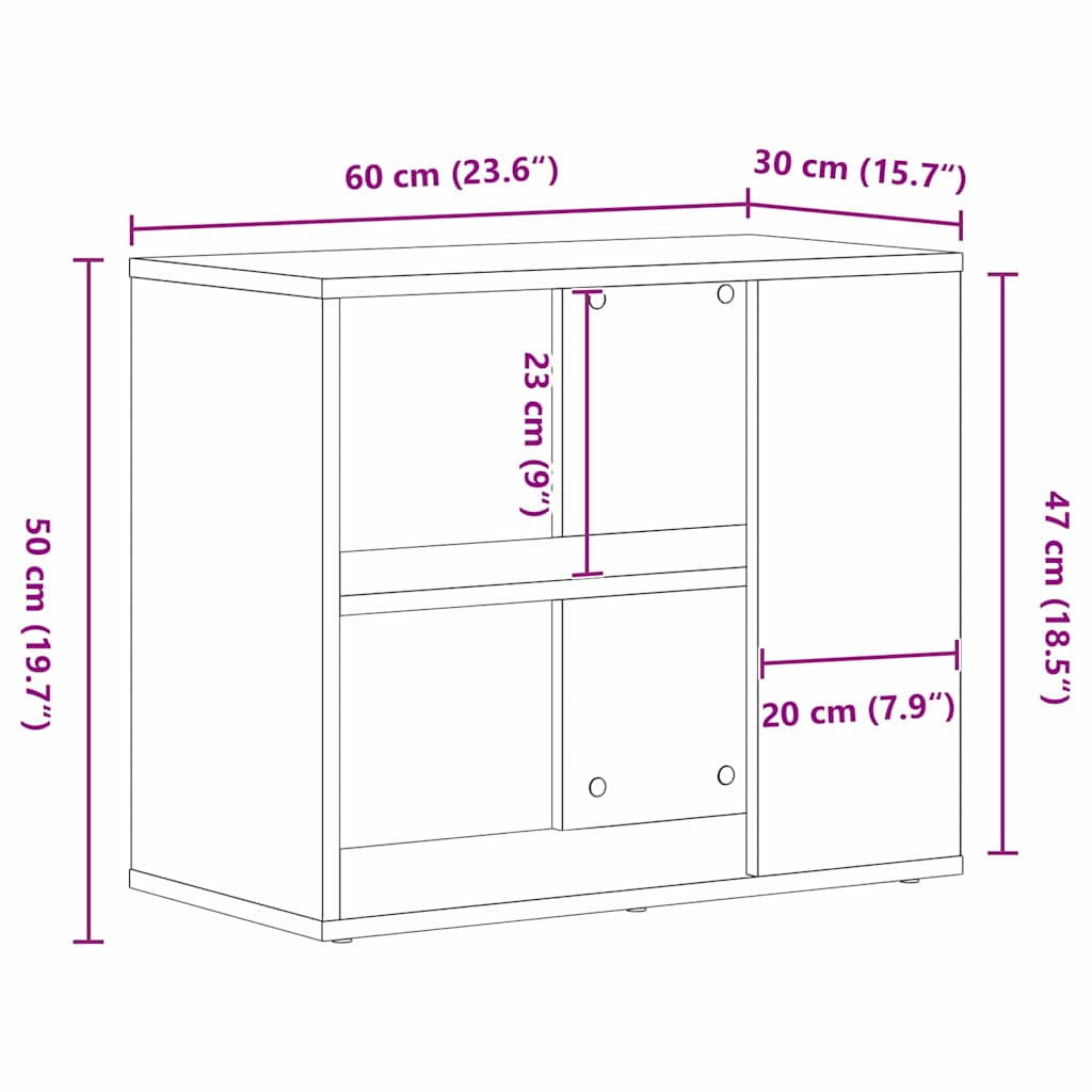 Sideboard i svart eik 60x30x50 cm laget av konstruert tre