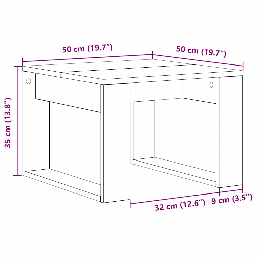 Svart Eik Sidebord - 50x50x35 cm, Laget av Ingeniørt Tre