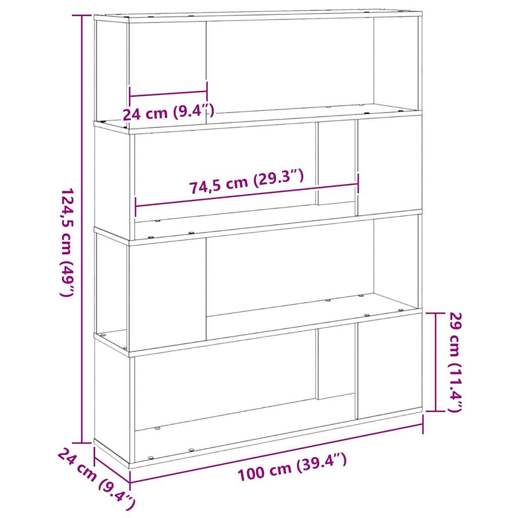 Bokhylle i Svart Eik 100x24x124 cm laget av Konstruert Tre