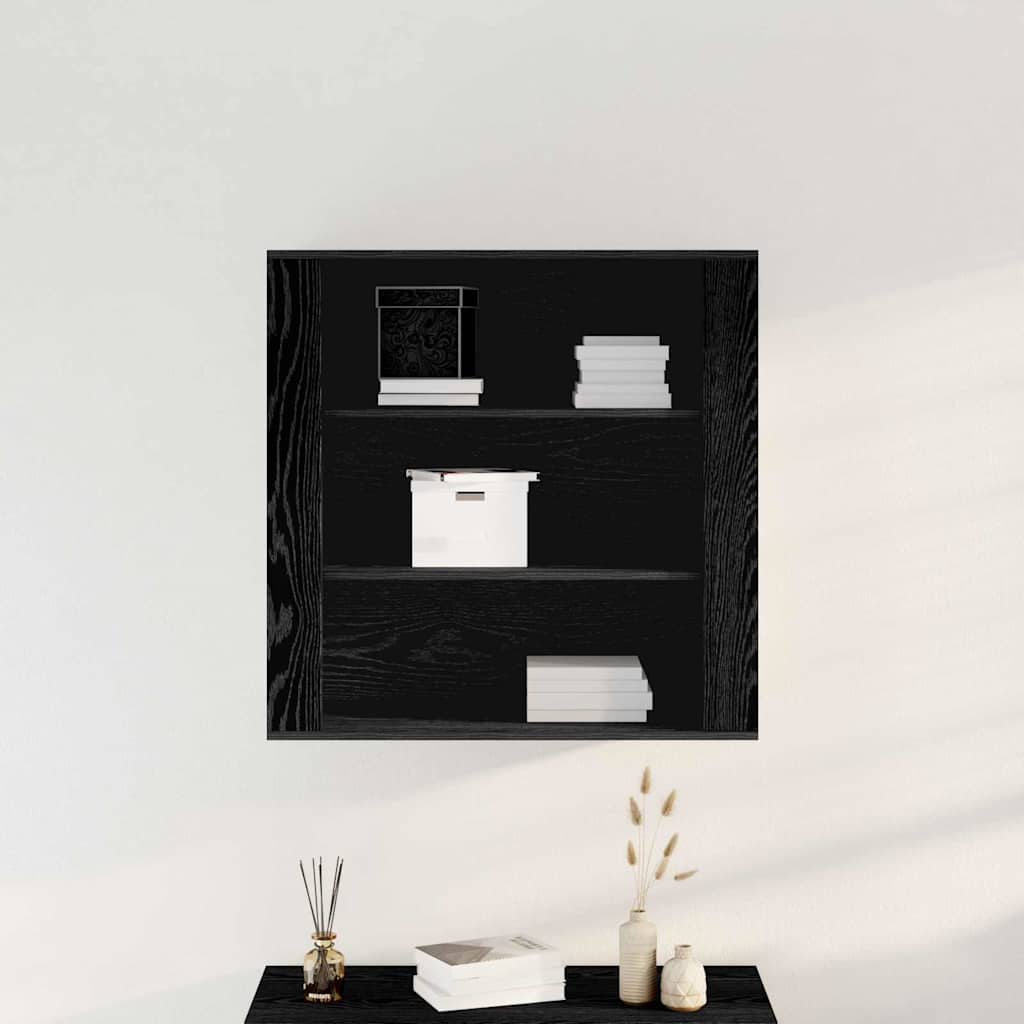 Veggskap Svart Eik 80x33x80 cm Konstruert Tre