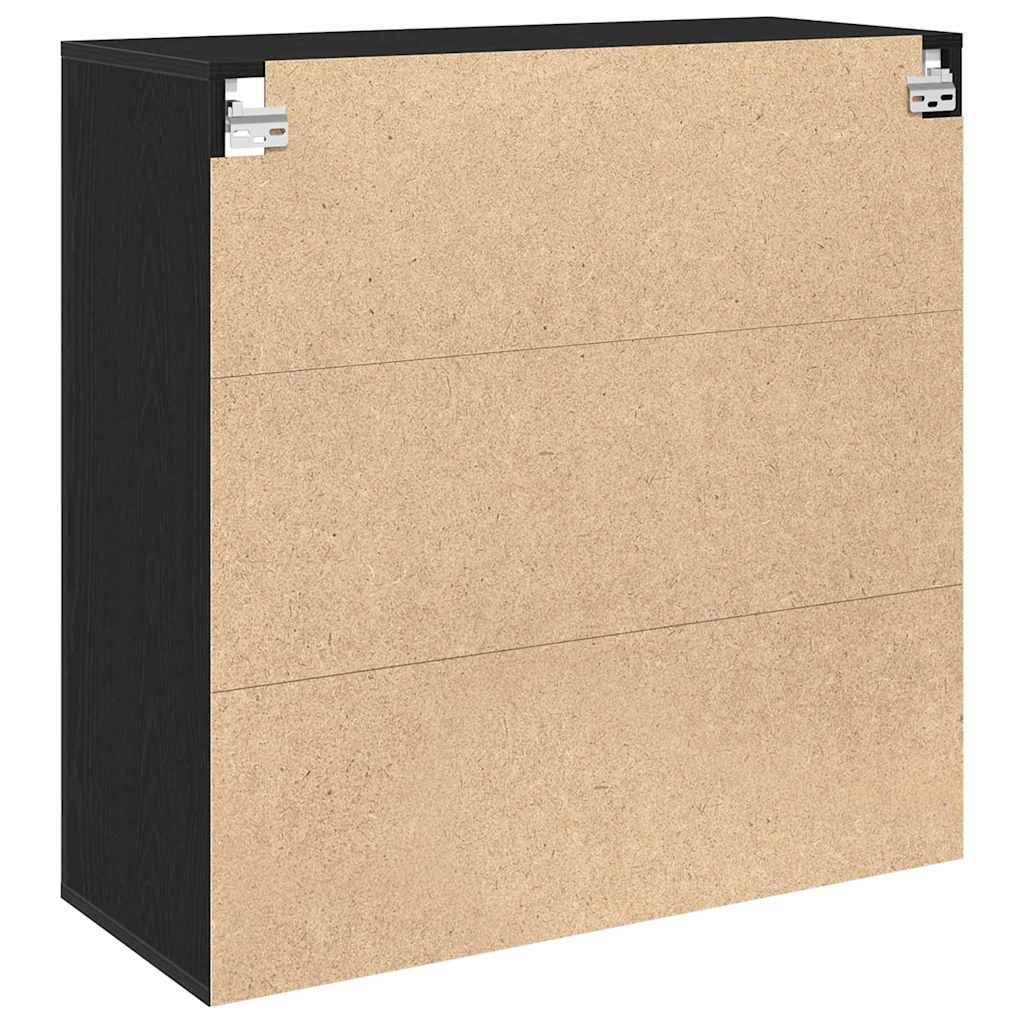 Veggskap Svart Eik 80x33x80 cm Konstruert Tre