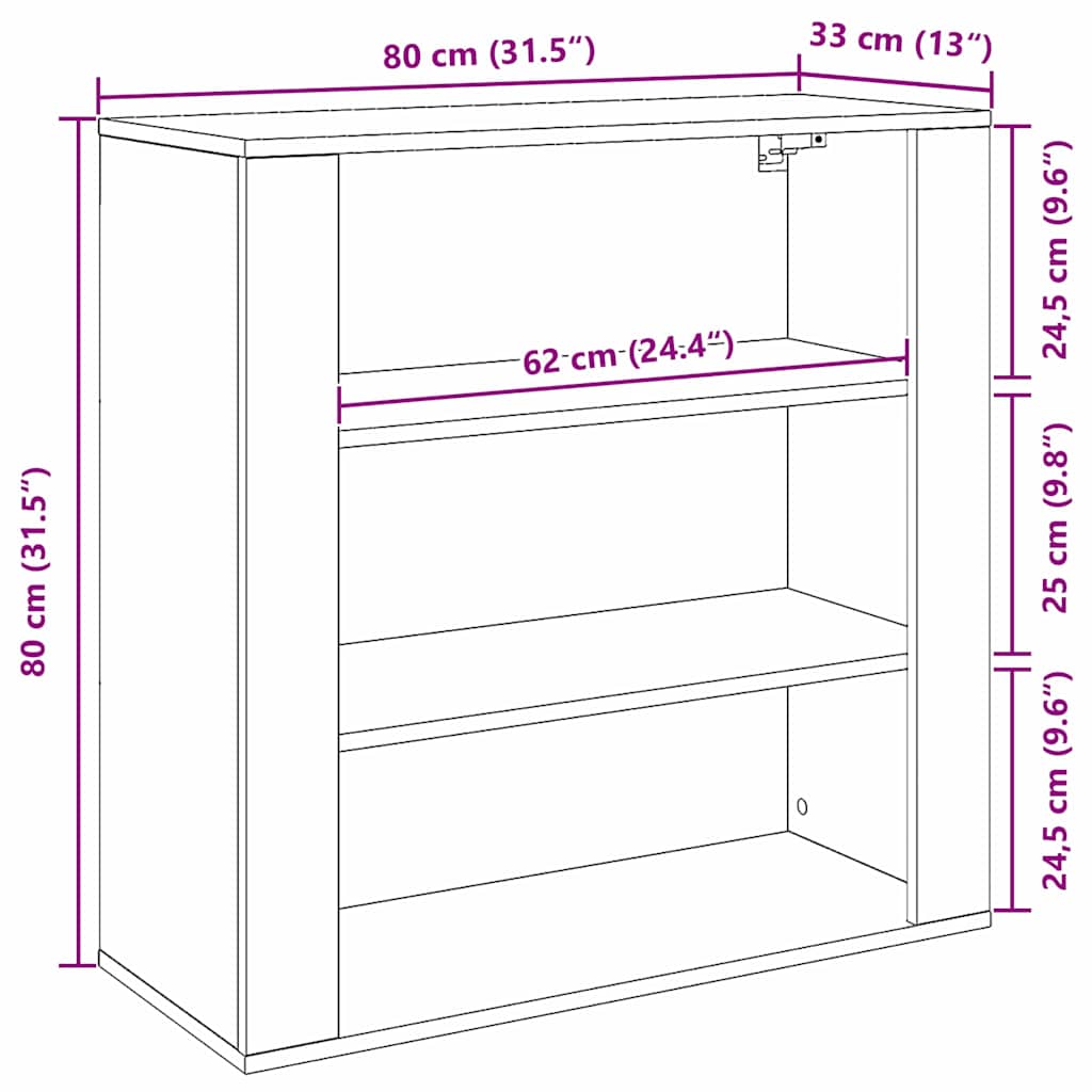 Veggskap Svart Eik 80x33x80 cm Konstruert Tre