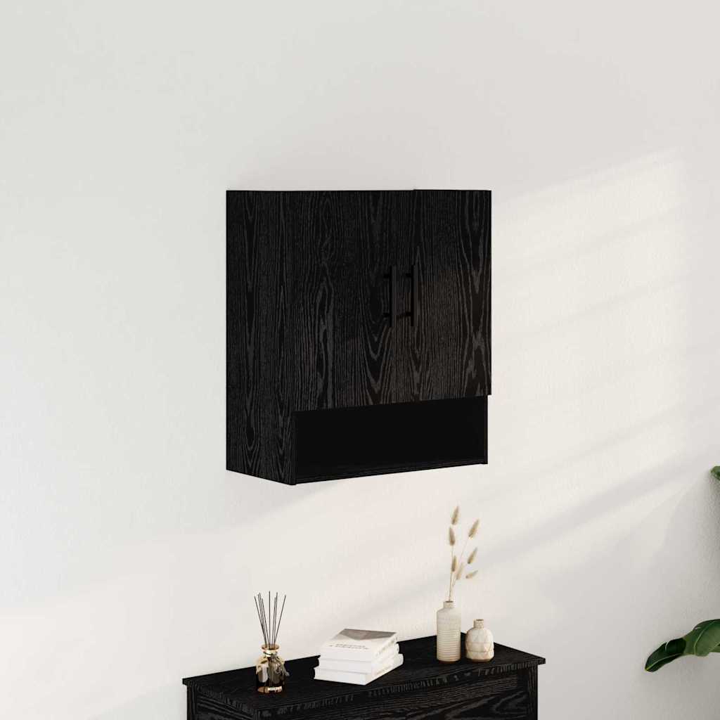 Veggskap Svart Eik 60x31x70 cm Konstruert Tre