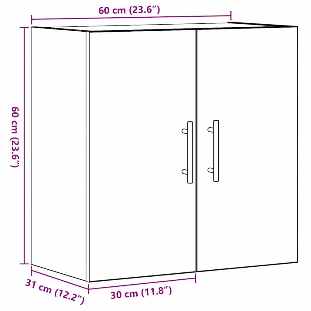 Veggskap Svart Eik 60x31x70 cm Konstruert Tre
