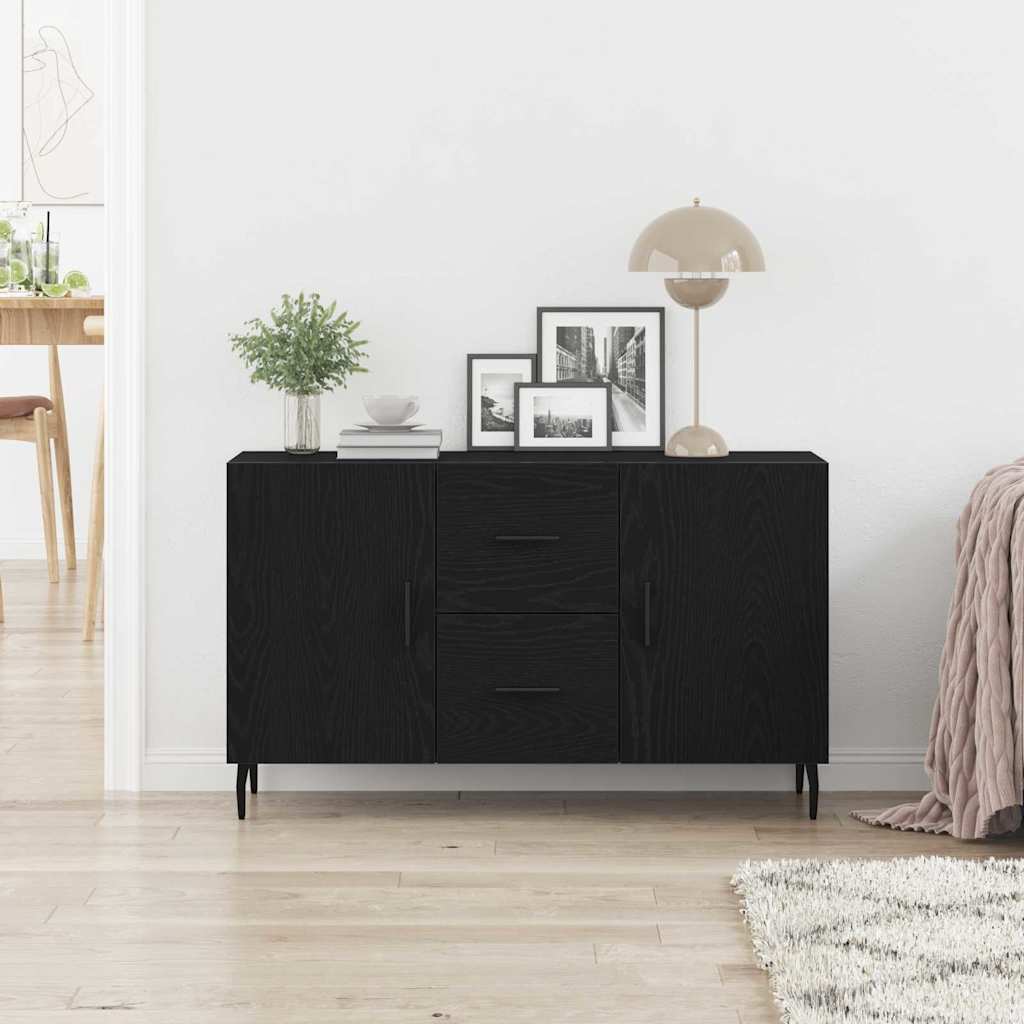 Sideboard Sort Eik 100x36x60 cm Ingeniørfat