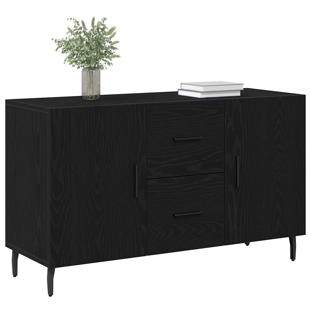 Sideboard Sort Eik 100x36x60 cm Ingeniørfat