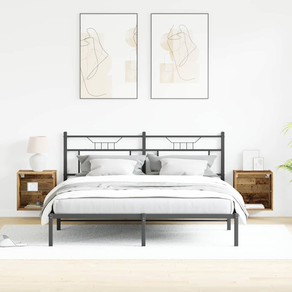 Flytende Hylle 2 stk Gammelt Tre 40x28,5x40 cm Konstruert Tre