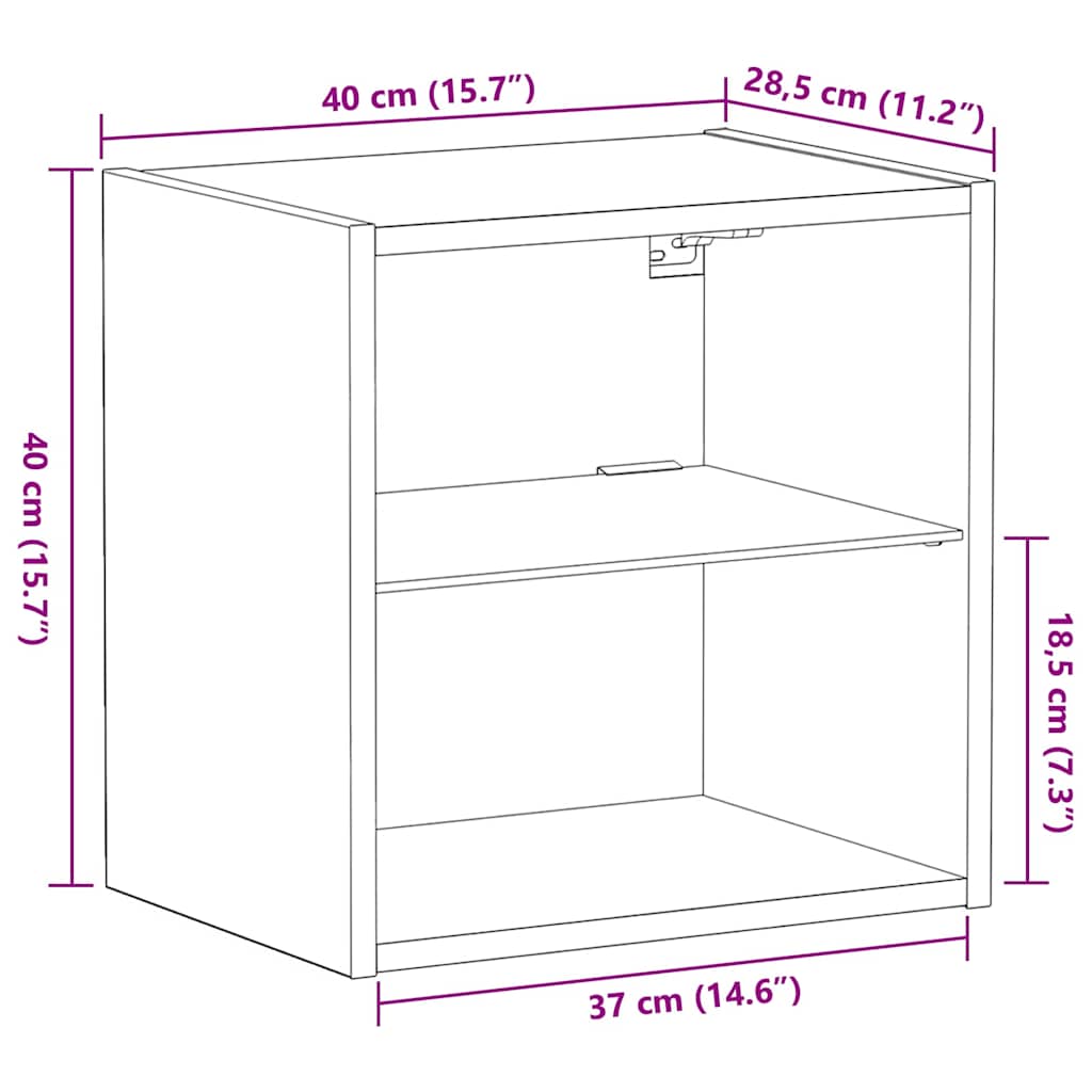 Flytende Hylle Artisan Eik 40x28,5x40 cm Konstruert Tre