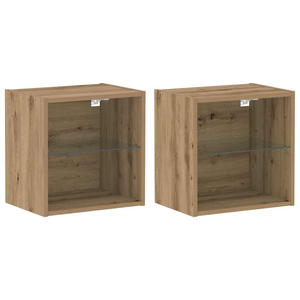Flytende Hylle 2 stk Artisan Eik 40x28.5x40 cm Konstruert Tre