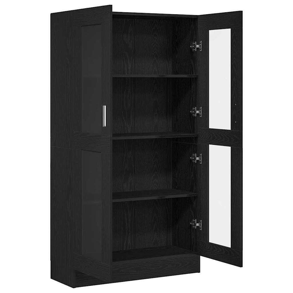 Bokhylle i svart eik 82,5x30,5x150 cm, lagd av konstruert tre