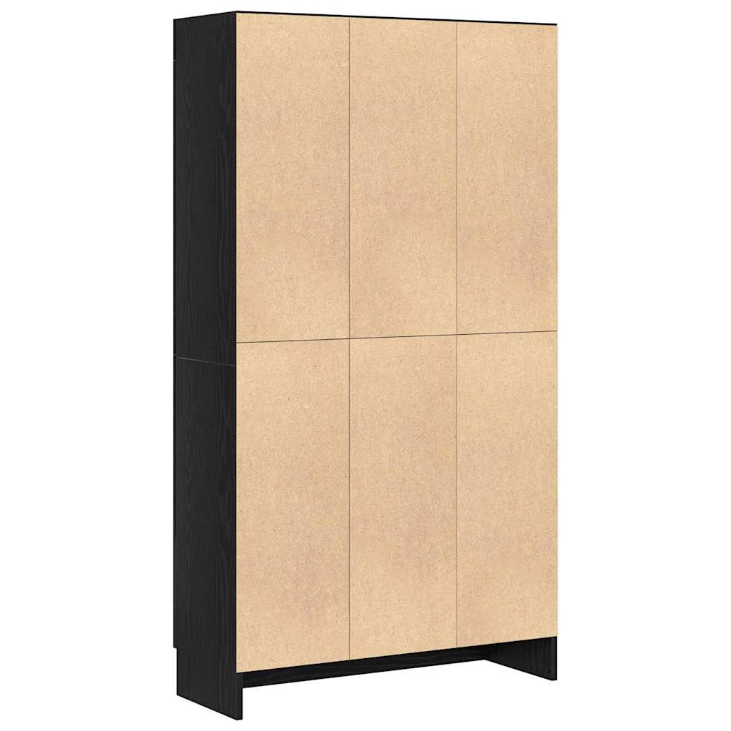 Bokhylle i svart eik 82,5x30,5x150 cm, lagd av konstruert tre