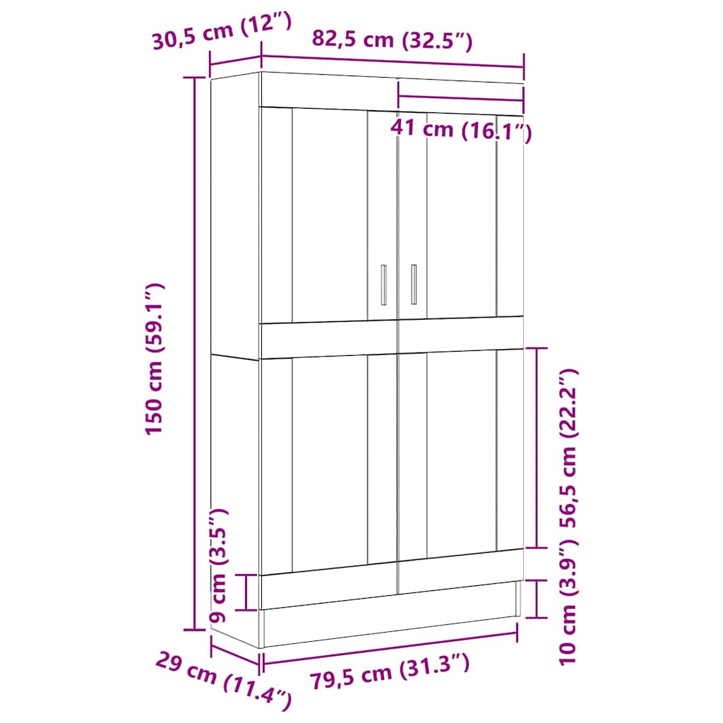 Bokhylle i svart eik 82,5x30,5x150 cm, lagd av konstruert tre