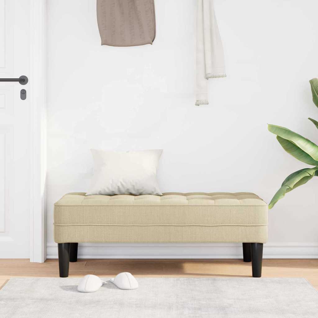 Benk Kremhvit 113x57x39 cm Stoff