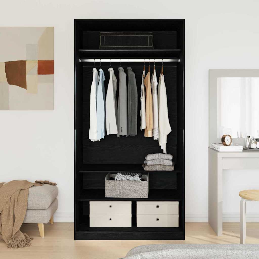 Black Oak Garderobe 100 x 50 x 200 cm - Laget av konstruert tre