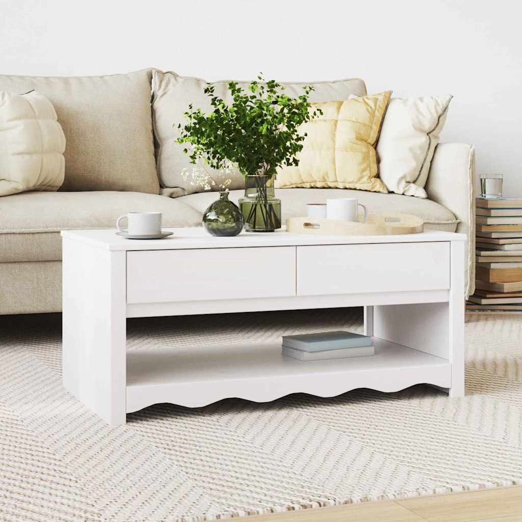 Kaffebord "DRAMMEN" Hvitt 99x55x45 cm Solid Tre Furu