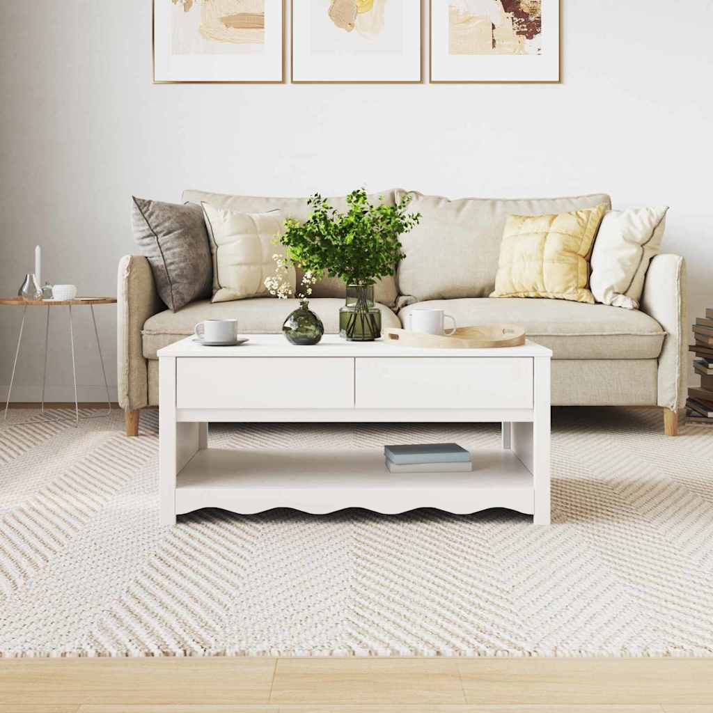 Kaffebord "DRAMMEN" Hvitt 99x55x45 cm Solid Tre Furu