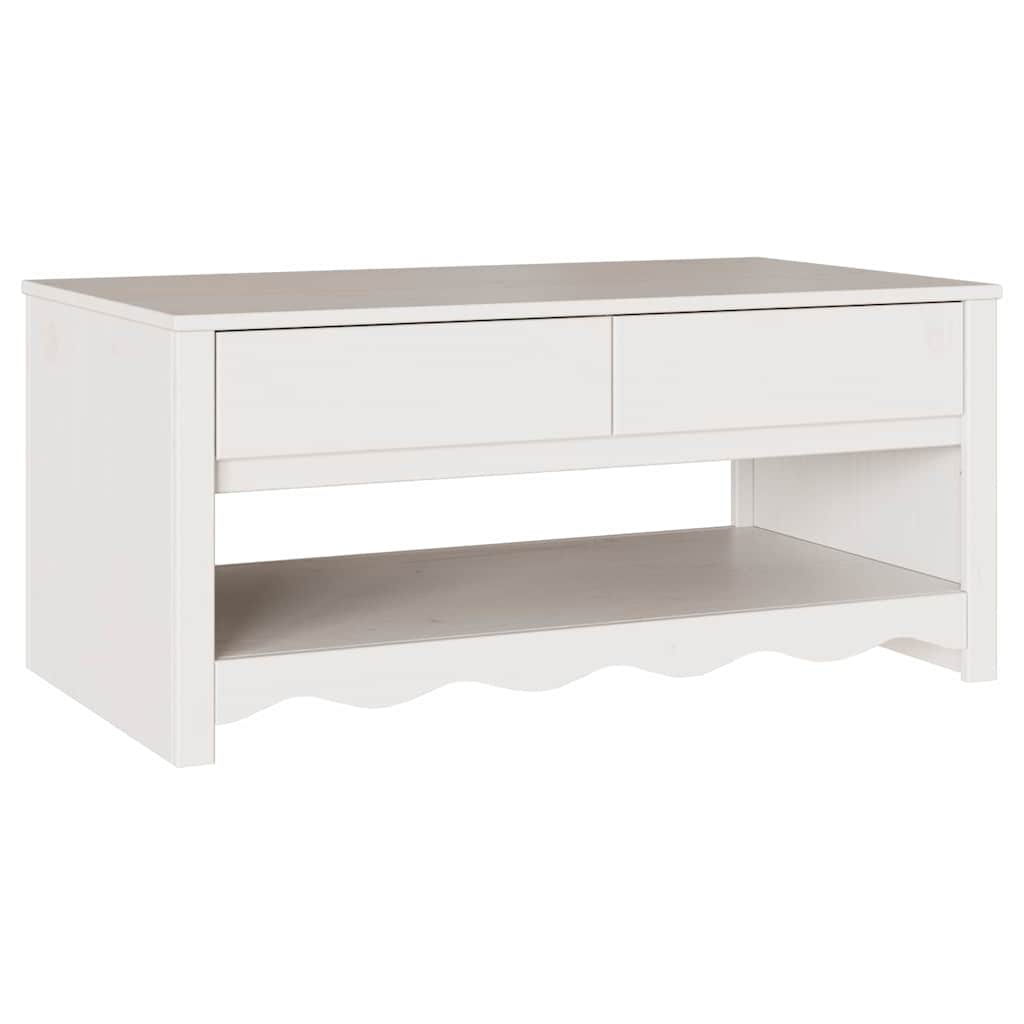 Kaffebord "DRAMMEN" Hvitt 99x55x45 cm Solid Tre Furu