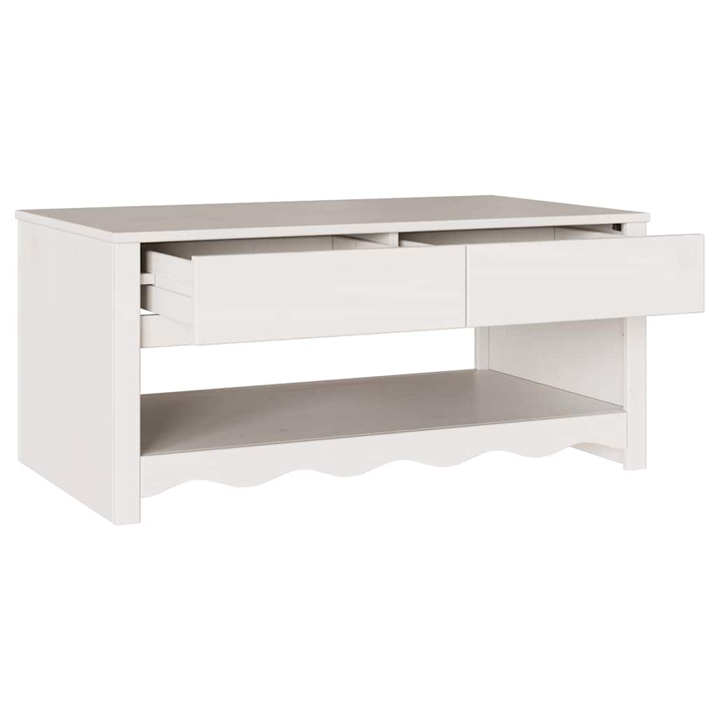 Kaffebord "DRAMMEN" Hvitt 99x55x45 cm Solid Tre Furu