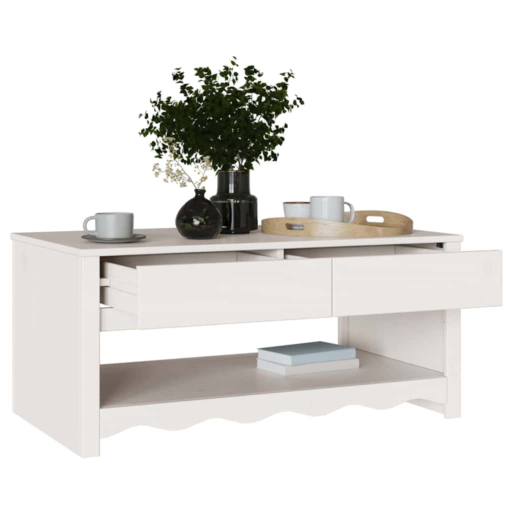 Kaffebord "DRAMMEN" Hvitt 99x55x45 cm Solid Tre Furu
