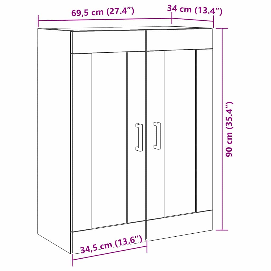 Vegghengt skap artisan eik 69.5 x 34 x 90 cm Konstruert tre