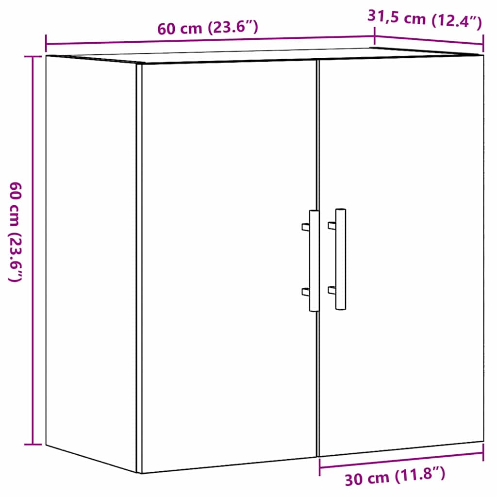 Veggskap Svart Eik 60x31x60 cm Konstruert Tre