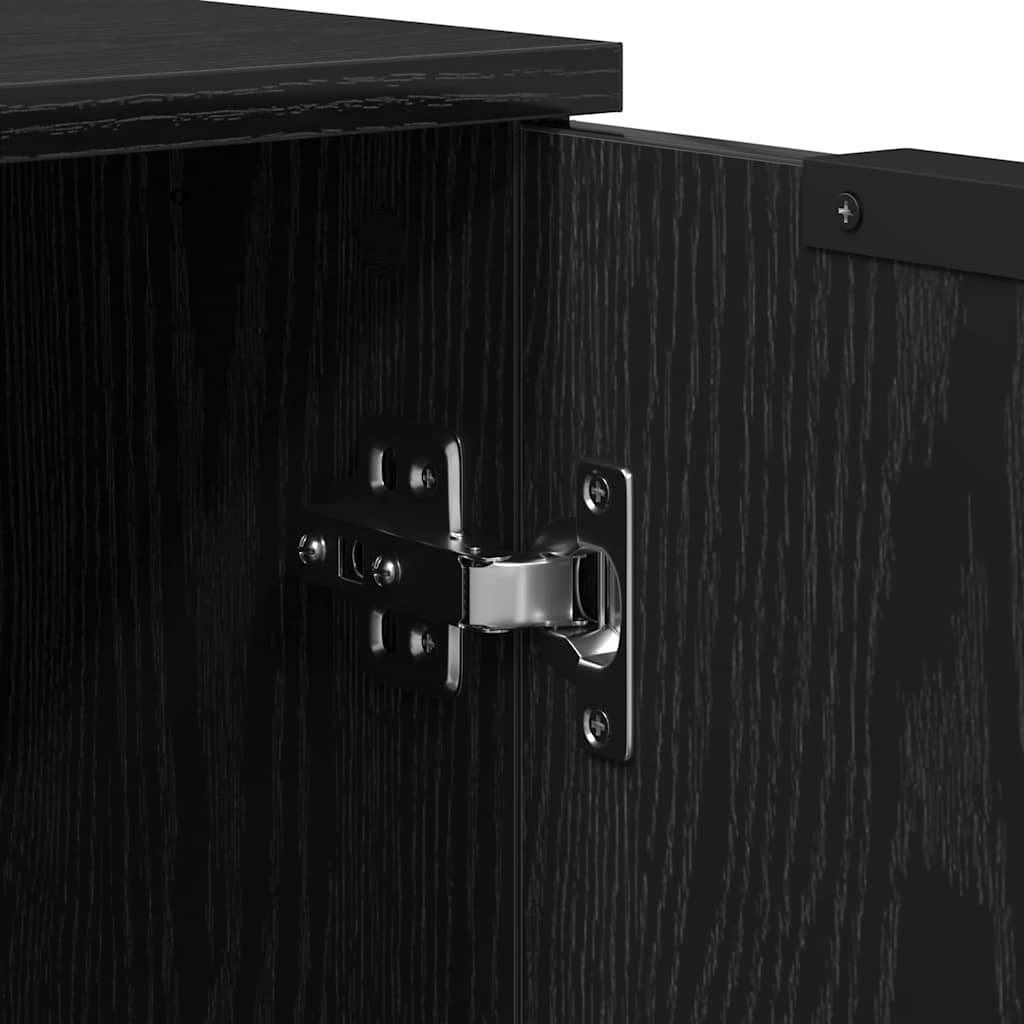 3-delt Skrivebord i Sort Eik Konstruert Tre