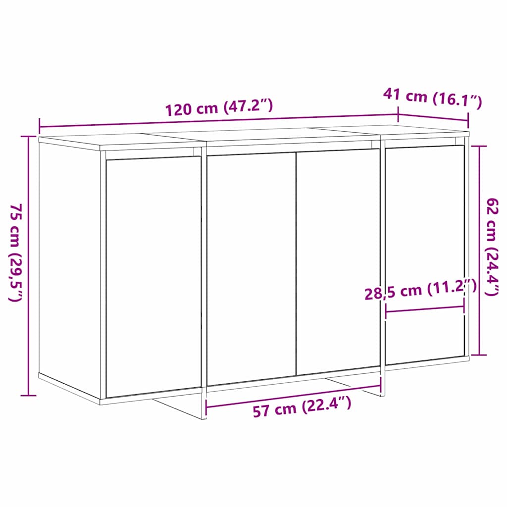 Brun kommode Gjenvunnet tre 120 x 41 x 75 cm Kommode Rektangulær
