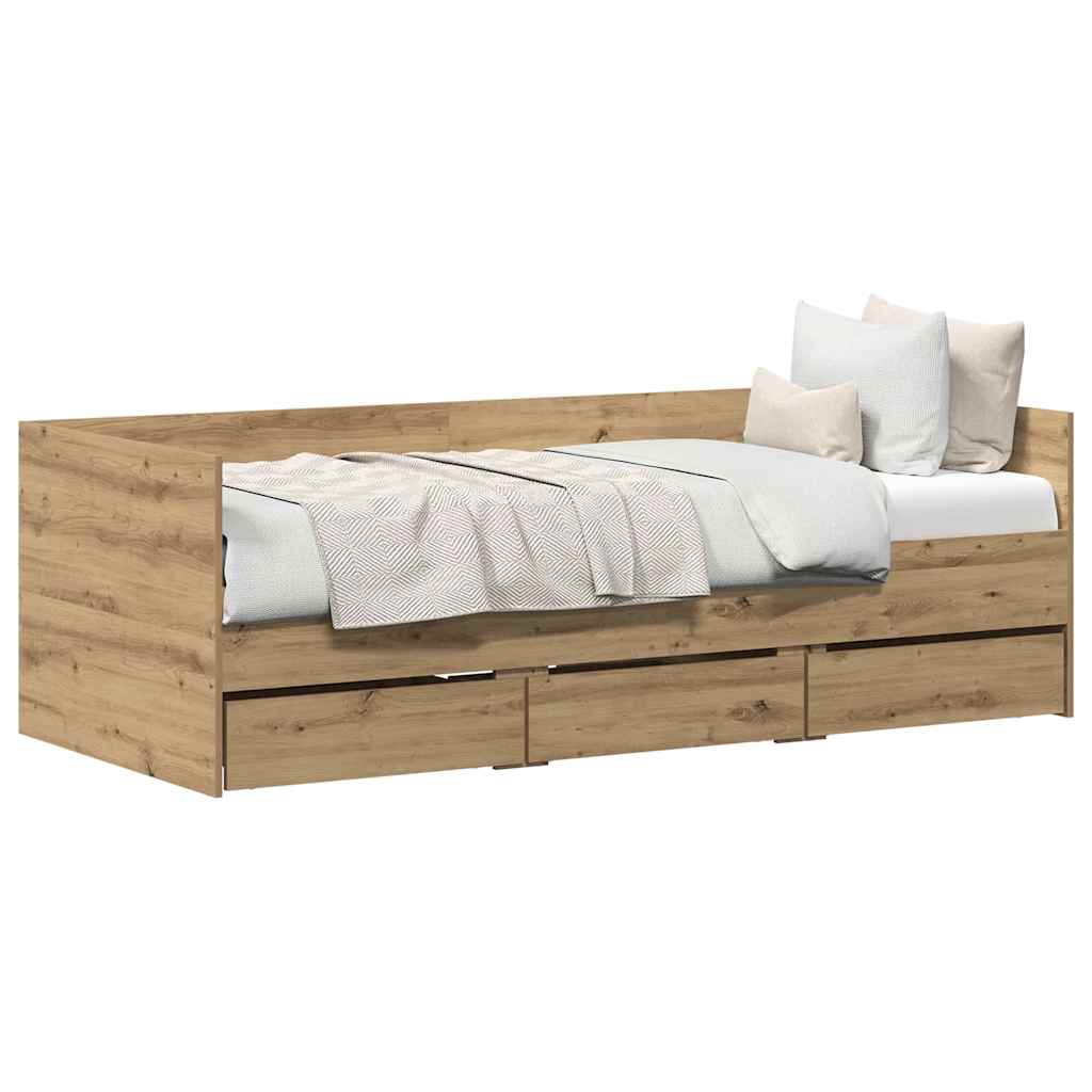 Dagseng ramme med skuffer med skuff artisan eik 90 x 190 cm