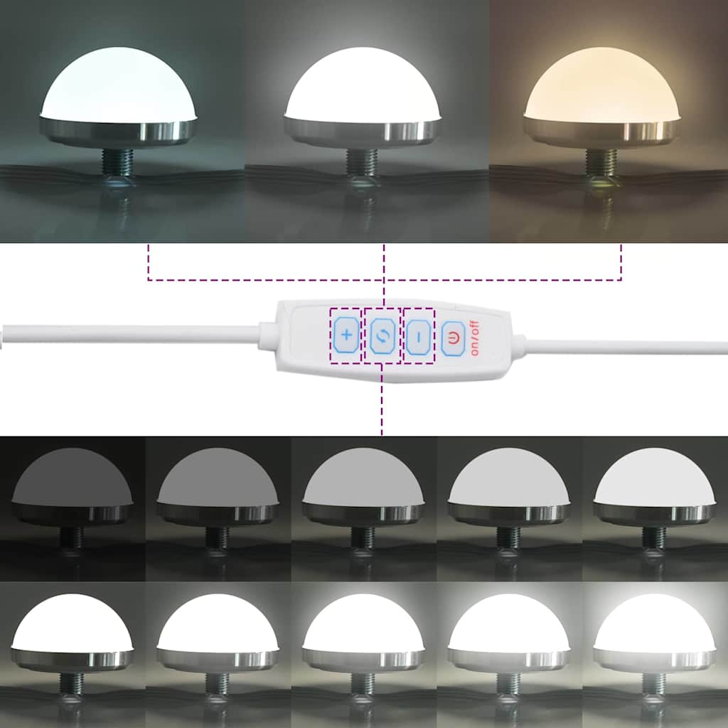 2-delt sminkebordsett med LED i gammel tre finish