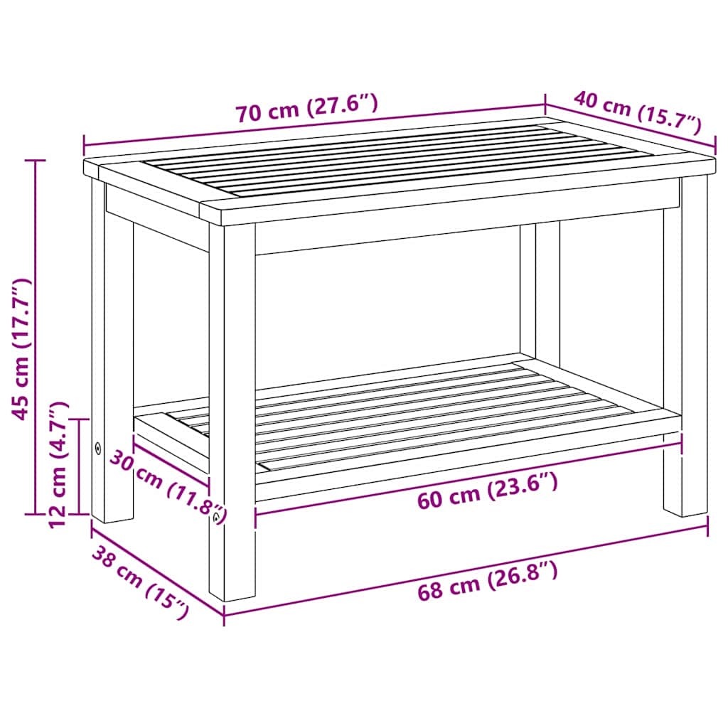 Kaffebord 70x40x45 cm Solid Akasietre