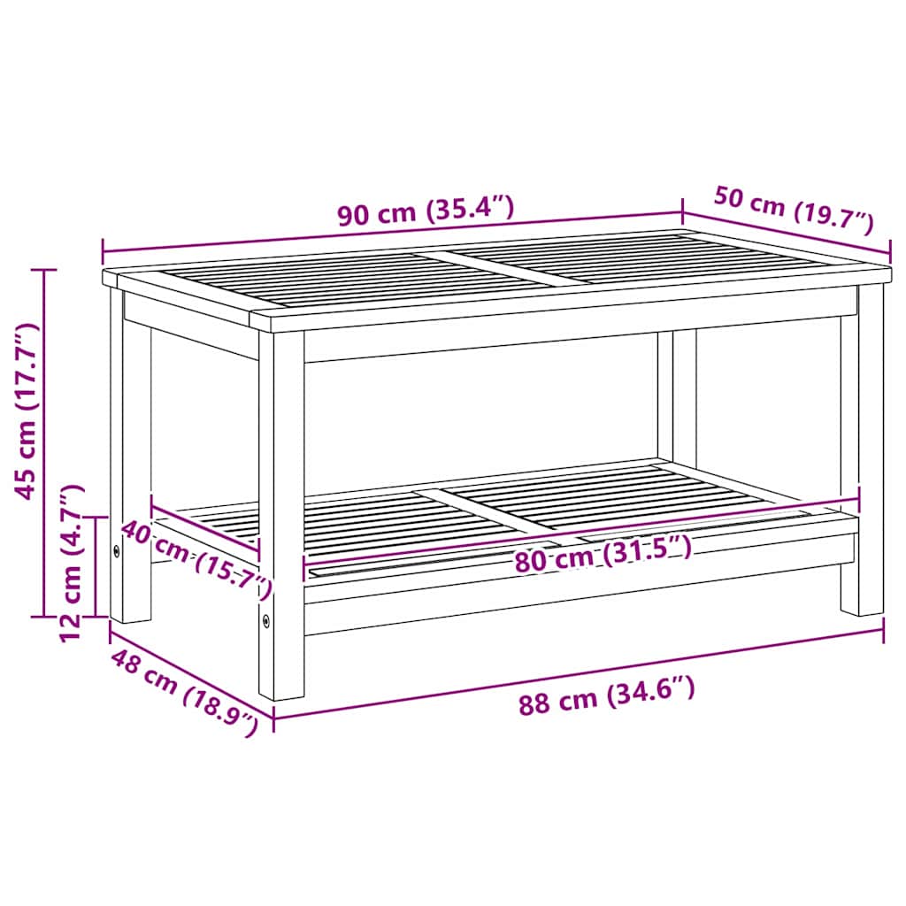 Kaffebord 90x50x45 cm Solid Akasietre