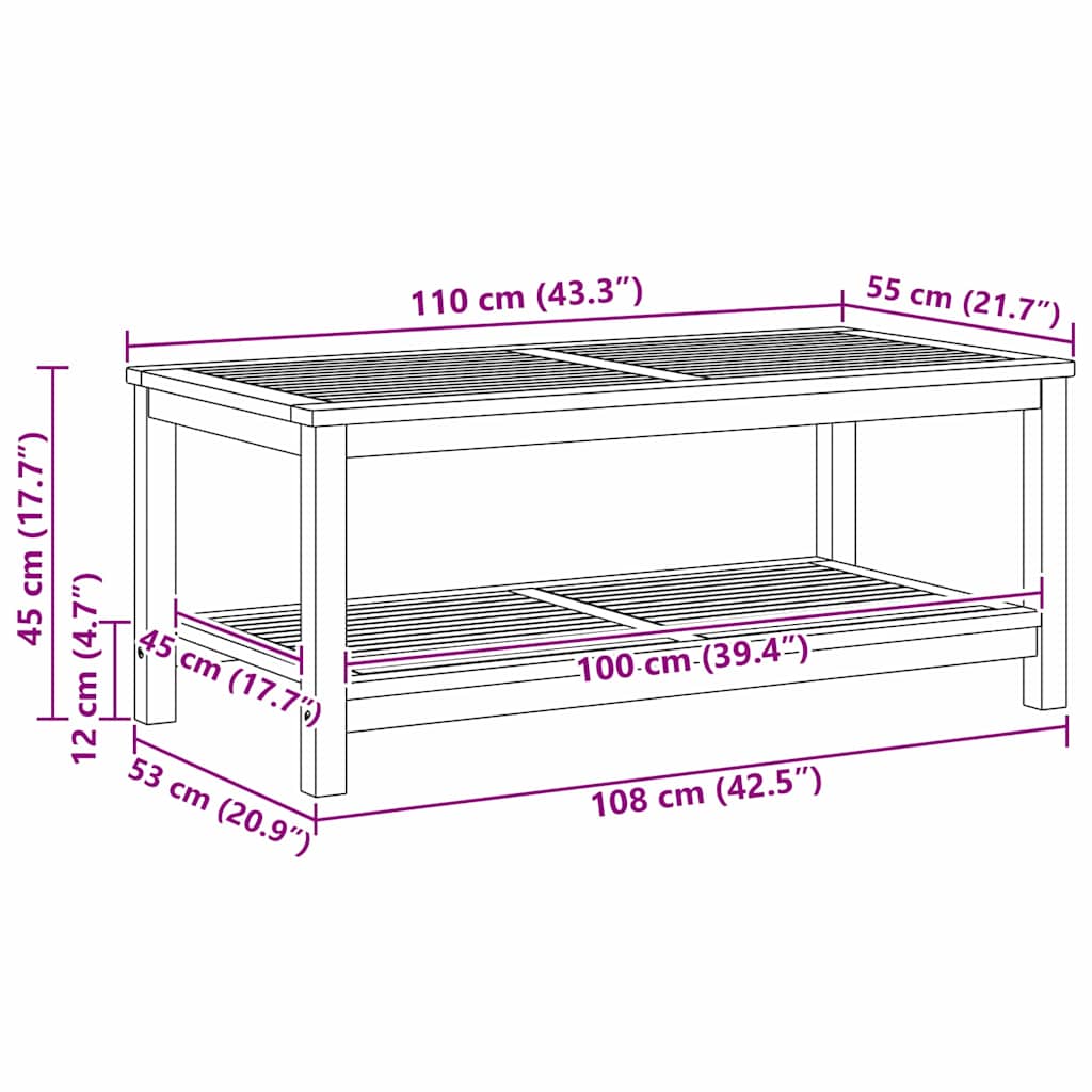 Kaffebord 110x55x45 cm Massivt Akasietre